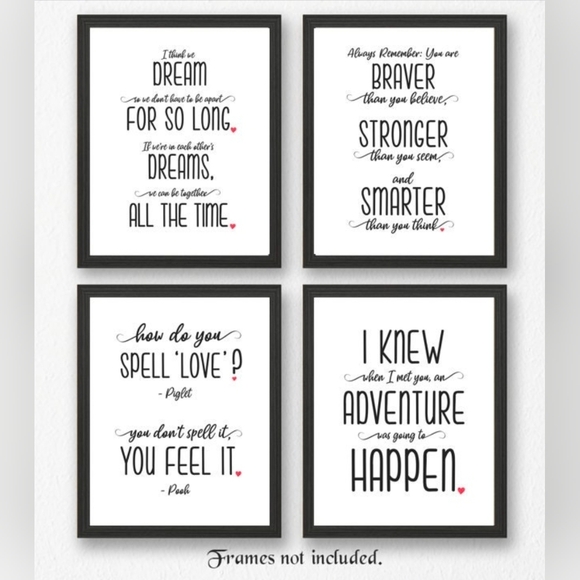 Inspirational Winnie The Pooh Quote Prints- Set Of 4 - Picture 2 of 7
